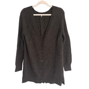 Pam & Gela 5 Button V-Neck Black Cardigan Sweater Size: small